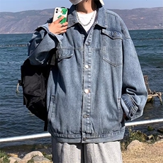 牛仔外套男韩版潮流百搭港风宽松工装牛仔休闲夹克JK08819-P58，男装夹克，星座308B-1
