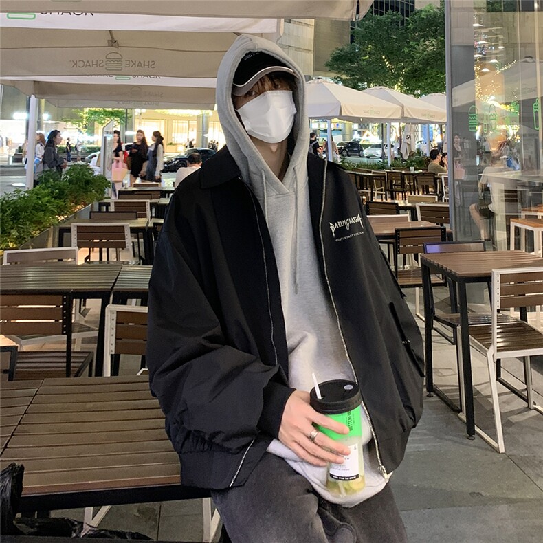 特批夜景棒球服外套时尚字母印花翻领夹克特批,男装夹克,电商A247