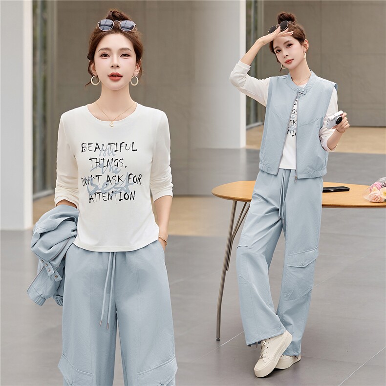 现货2026年春季休闲风减龄气质舒适三件套，女装套装/套裙，歌伊格美