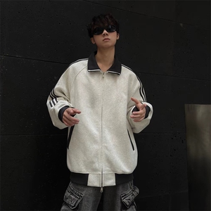 抖音得物高品质 美式高街重磅结构设计拼接织带立领卫衣外套 CM42图片