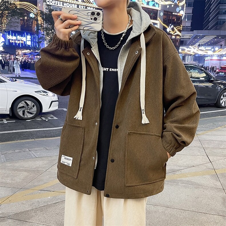 设计感新款连帽夹克男士ins美式休闲宽松潮流青年复古外套,男装夹克,星座1210-1