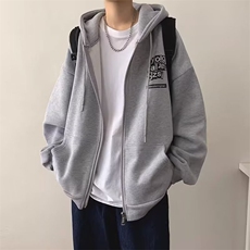 连帽开衫卫衣男春秋潮牌字母印花百搭拉链外套港风高街运动帽衫潮，女装短外套，星座506A