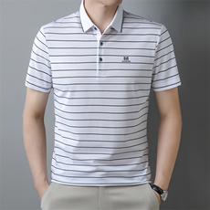 夏季冰丝短袖T恤男士翻领条纹Polo衫宽松休闲时尚半袖t恤，男装Polo衫，电商B212（原钱塘6029）