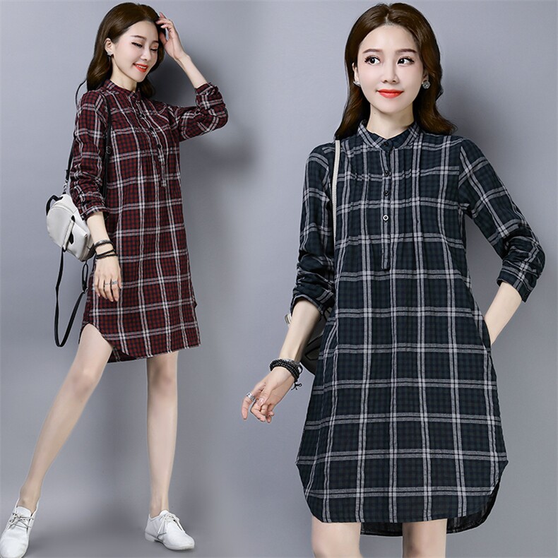 衬衫格子百搭时尚长款长袖2021年春季潮流，女装衬衫，小林双子