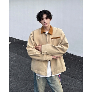 8XL-M春季水洗帆布短款夹克男生vintage美式复古工装外套JK003P98图片