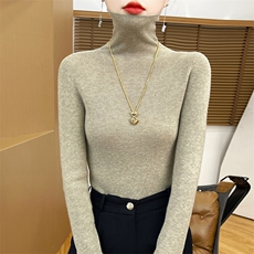 秋冬季新款毛衣女舒适显瘦时尚百搭一线成衣精纺堆领针织衫，女装针织衫/毛衣，贵皇网供仓