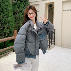 短款灰色羽绒服女2025冬季新款泡芙保暖巨好看面包服90白鸭绒外套，女装羽绒服，2C159