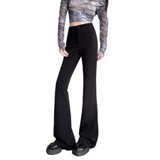 黑色西装裤微喇叭裤女春夏小个子新款高腰垂感弹力马蹄裤子，女装休闲裤，云美莎专业女裤-全店现货