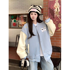 A511-P82春秋潮流小羊刺绣棒球服设计感小众情侣夹克上衣外套，男装夹克，星座911