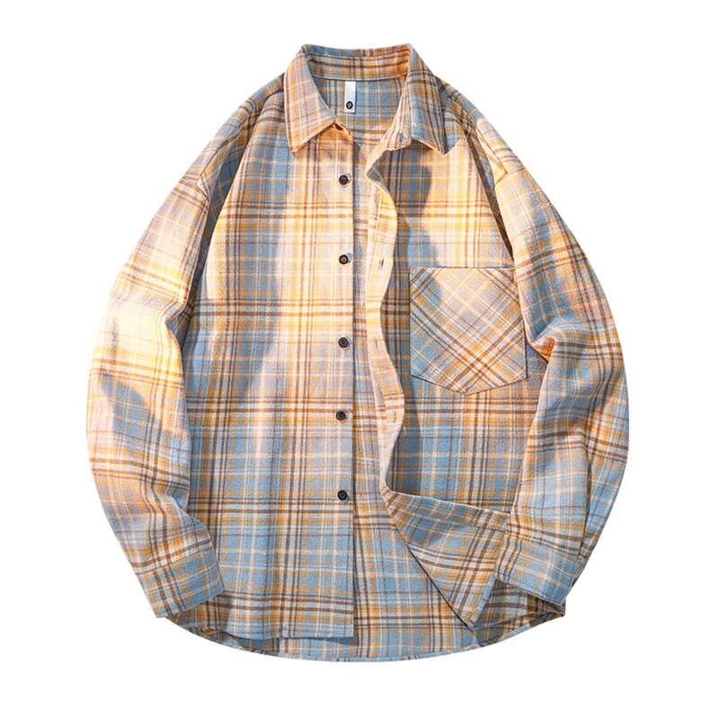 格子衬衫男长袖2026新款春秋痞帅潮牌秋冬宽松衬衣外套YY8850，男装衬衫，星座1206（原A206）