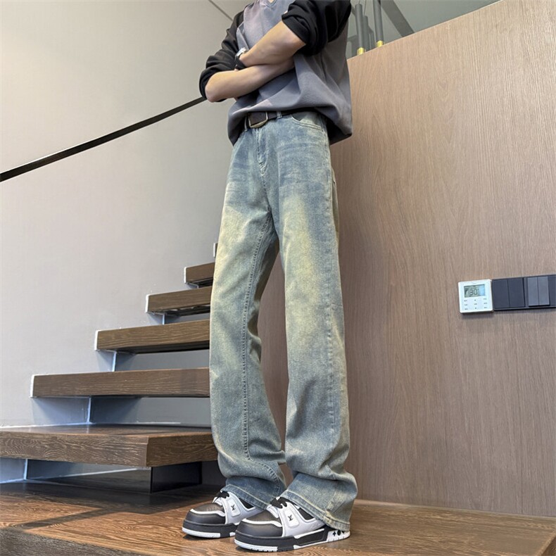 美式高街水洗牛仔裤修身微喇叭裤ins潮牌痞帅310A-4-NZ32-P55,男装牛仔裤,星座310A-4
