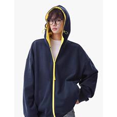 1506-1/WY391/P48慵懒风拼色连帽卫衣开衫男款秋季重磅情侣外套，女装短外套，星座1506-1