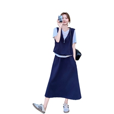 【现货】假两件拼接上衣套装裙女夏半身裙两件套A872P155K218，女装套装/套裙，2C269
