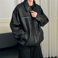 现货-水洗质感复古皮外套男pu机车服潮牌痞帅夹克-AP23106-P115，男装夹克，电商A351