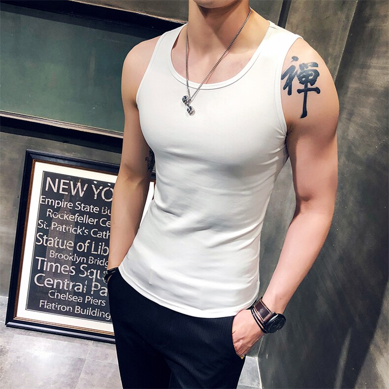 618-特p20夏季无袖坎肩背心男纯棉修身运动健身男士宽肩汗衫,男装背心/马甲,电商D303