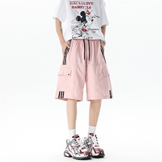 8XL-M三条杠工装短裤大码休闲运动中裤条纹冰丝五分裤DK1303/P48，男装休闲裤，电商B238