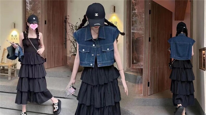 大牛仔套装连衣裙，女装职业装，魅影菲怡(3F)