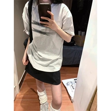 T0761-P25简约印花灰白字母短袖模糊字母设计男女款小众上衣，男装T恤，星座617A-2