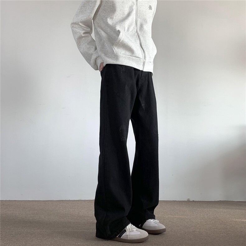 xz905-2-Z029##P65-（控98）吊磨猫须水洗微喇牛仔裤,男装牛仔裤,星座905-2