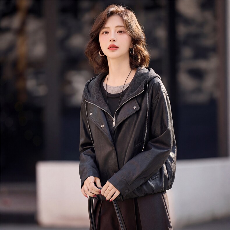 【春季女装新款】大量现货时尚假两件短款皮衣外套P138-K210,女装皮衣,魅衣本色