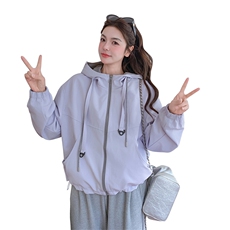 现货！现货！韩系休闲连帽短款外套女2026春秋新款小个子夹克上衣，女装短外套，2C306