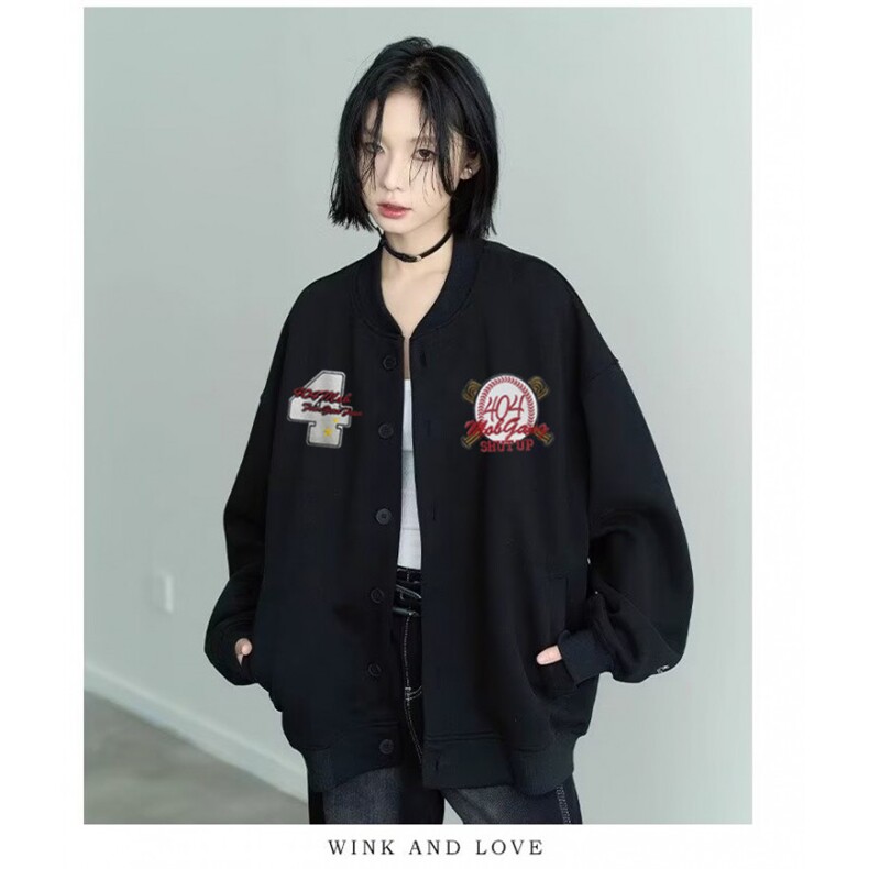 5475-P73美式高街高质量刺绣400g纯棉华棉复合休闲外套,女装卫衣/绒衫,星座617A-2