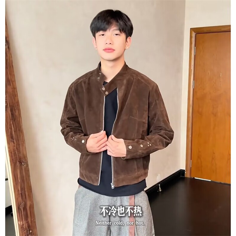 9226-P102美式复古高级感鹿皮绒外套男士春秋冬季款潮牌痞帅,女装短外套,电商B323A