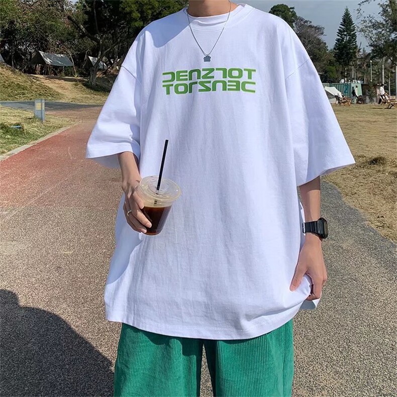 ins潮牌宽松夏季2022短袖T恤男装彩虹色印花T179P28,男装T恤,星座1116-2