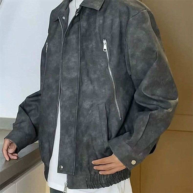 733-P60美式拉德PU皮衣外套秋冬季复古春秋机车工装夹克,男装皮衣,电商B323A