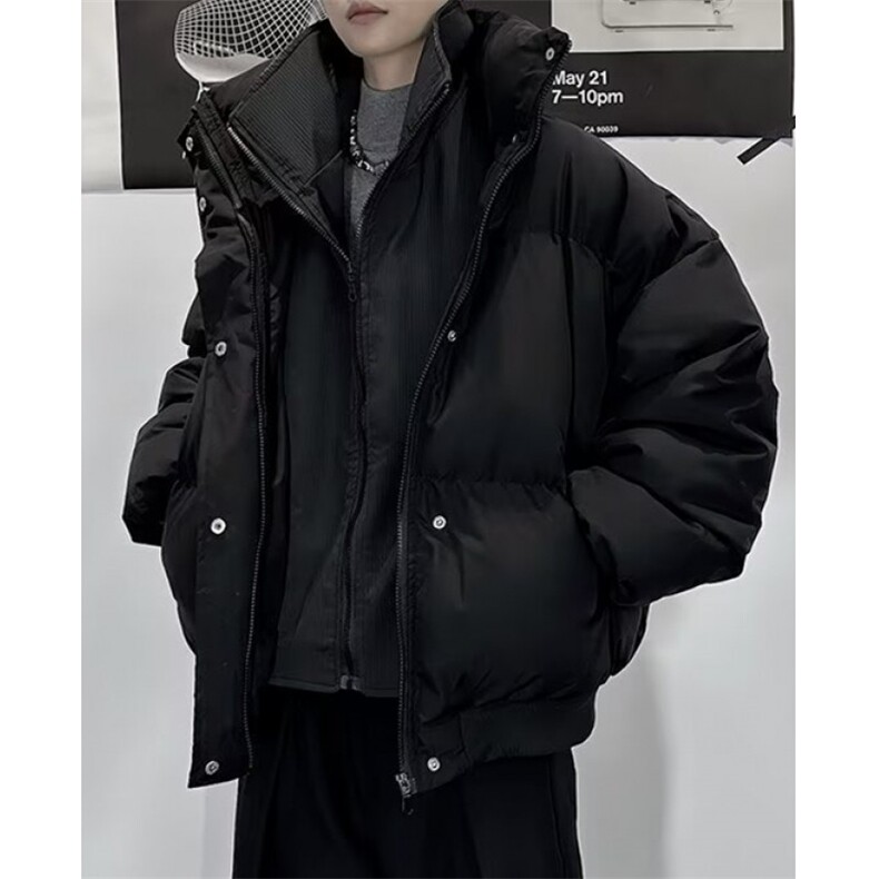 新款韩版假两件棉服男痞帅黑色加绒加厚立领棉衣休闲外套MC440,男装棉衣,星座1116A（原606A-3）