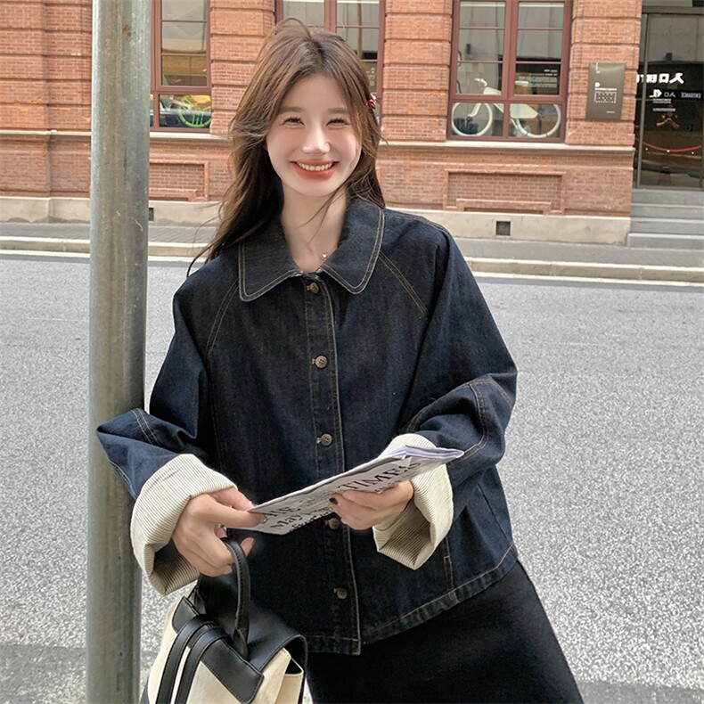 韩版时尚牛仔外套女2024年秋季新款超好看小个子休闲减龄夹克上衣,女装短外套,2C129