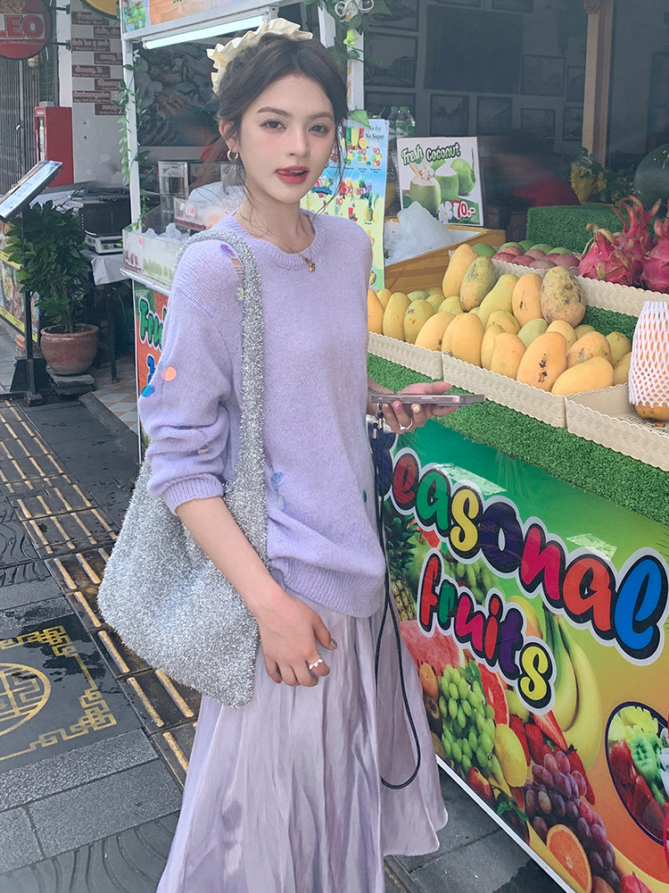 春夏秋长袖宽松型文艺风毛针织衫女装时尚秋装开衫,女装套装/套裙,浙宝305