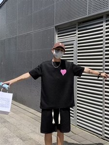 情侣装短袖男t恤夏季潮牌高级感运动短裤一套搭配TZ062-P45图片