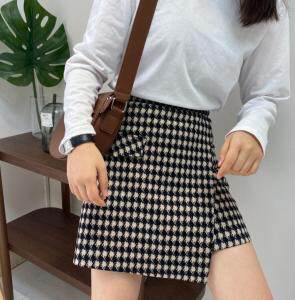 现货冬装新款格子裙裤，女装，春天