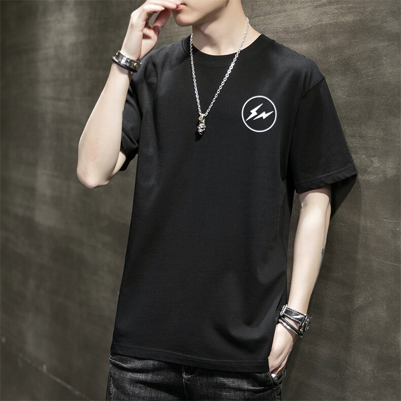 夏季新款潮男个性闪电印花T恤男士圆领短袖纯棉t恤CYDT9235-P25,男装T恤,电商A128