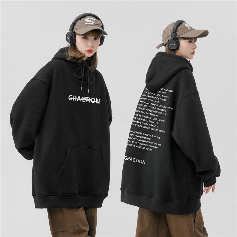 中性风23新款秋季时尚百搭字母印花连帽卫衣W2025P40控58,男装卫衣,A247A