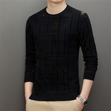 BAMJ-351钱塘2020-2春秋款长袖休闲圆领中年男士打底衫毛衣P65，男装针织衫/毛衣，钱塘207-2