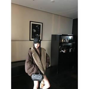 两面穿现货重磅短款座山雕棉衣男女双面穿毛毛绒棉服加厚外套图片