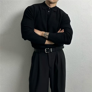 秋季新款男士宽松尖领纯色百搭休闲长袖针织衫毛衣潮MY512-P55图片