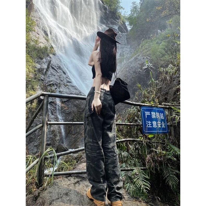美式迷彩工装裤男女春秋2025新款潮流高个子复古hiphop登山长裤子图片