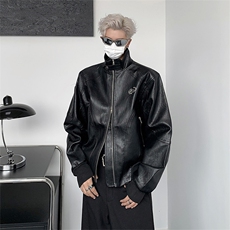 A889-P60皮衣外套男款秋季美式潮牌休闲宽松短款机车服夹克，男装夹克，星座512-6