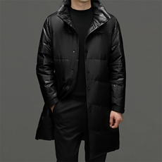 冬季新款海宁真皮羽绒服男中长款绵羊皮鹅绒服男士大衣外套P1350，男装羽绒服，电商B360A（原721A）