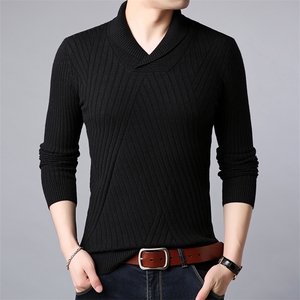 冬季加厚保暖中年男士毛衣V领针织衫爸爸装新款男装加厚休闲上衣图片