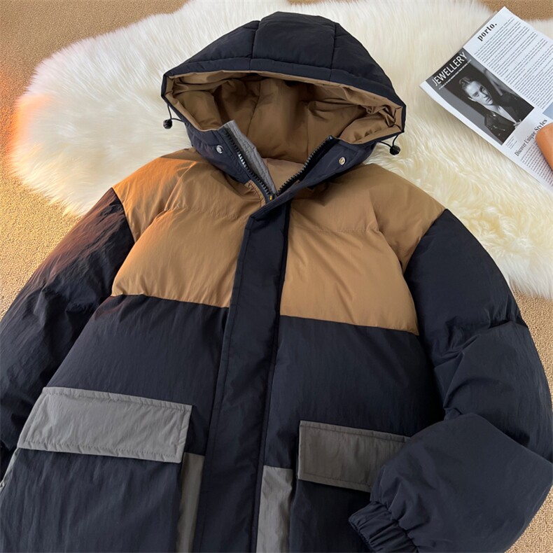 港风平铺新品冬季宽松情侣装撞色棉衣棉服冬装加厚外套D008-P100,男装棉衣,星座717