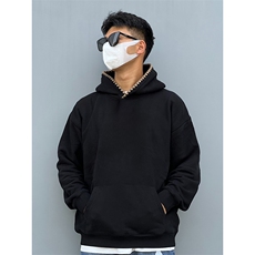 抖音得物高品质二开25秋冬美式重磅宽松纯色连帽贝壳刺绣卫衣W63，男装卫衣，电商A486-1