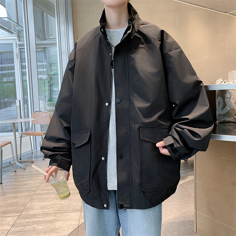 美式复古立领工装外套男春秋季vibe潮牌简约百搭夹克 W7841-P58图片