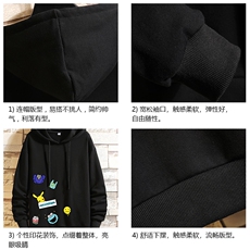 WY2079-P35加绒款-P40纯连帽卫衣男大码运动帽衫宽松薄砖墙，男装卫衣，电商A040A