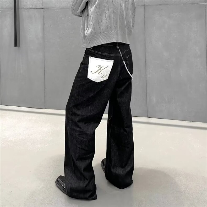 美式冈山原牛仔裤男高街垂感潮流时尚长裤Z601P38,男装牛仔裤,星座1112-1