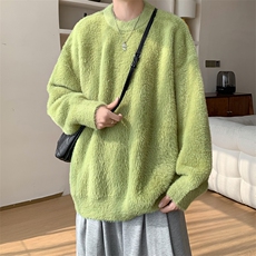 圆领纯色仿貂毛针织毛衣A367M2404P60控88，男装针织衫/毛衣，电商A367