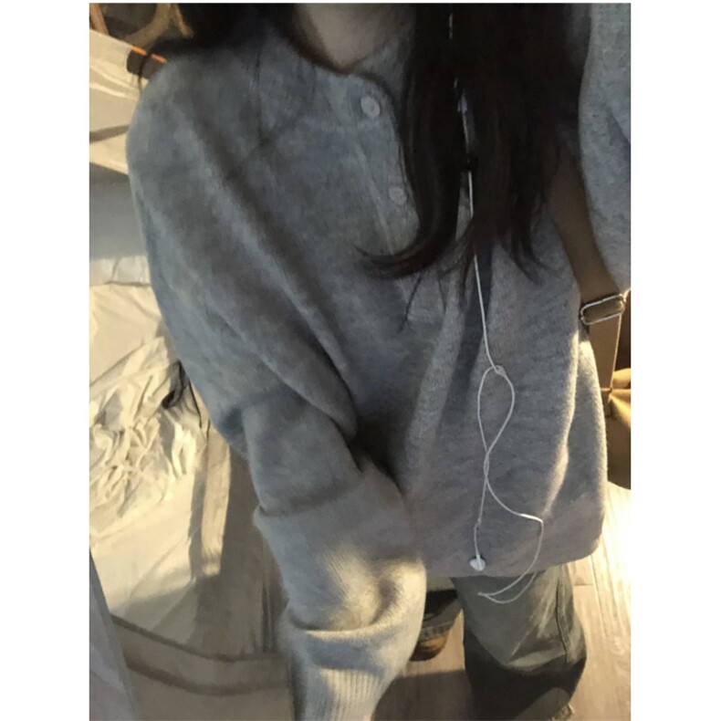 日系复古灰色亨利领毛衣外冬纯色高级cleanfit针织衫上衣LF06P65,男装针织衫/毛衣,电商D256-1(原A064-1)